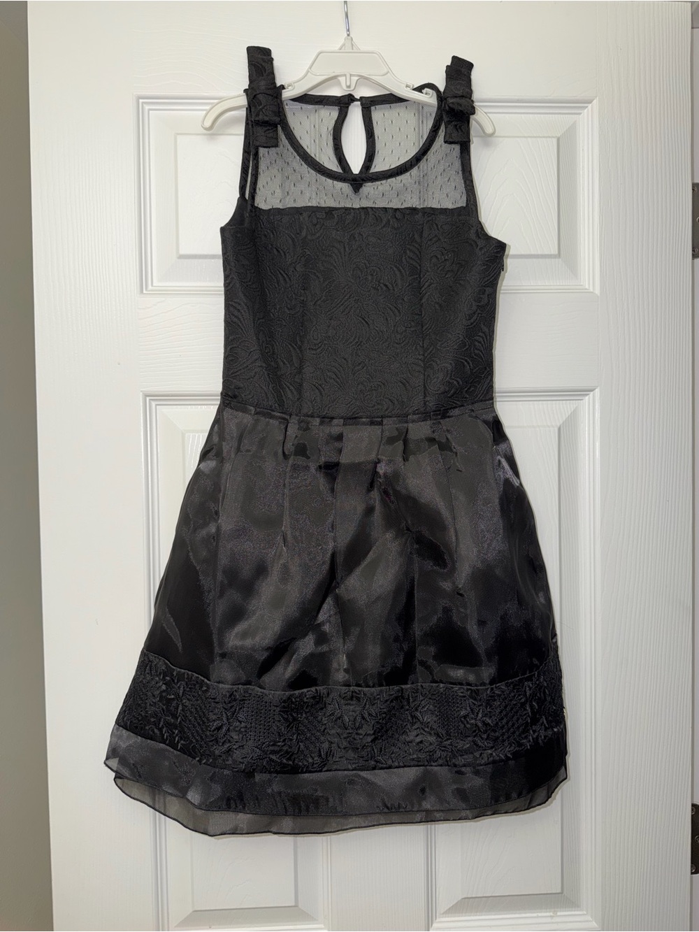 NWT Supertrash Girls Black Brocade Party Dress Mesh Bow Designer Holiday